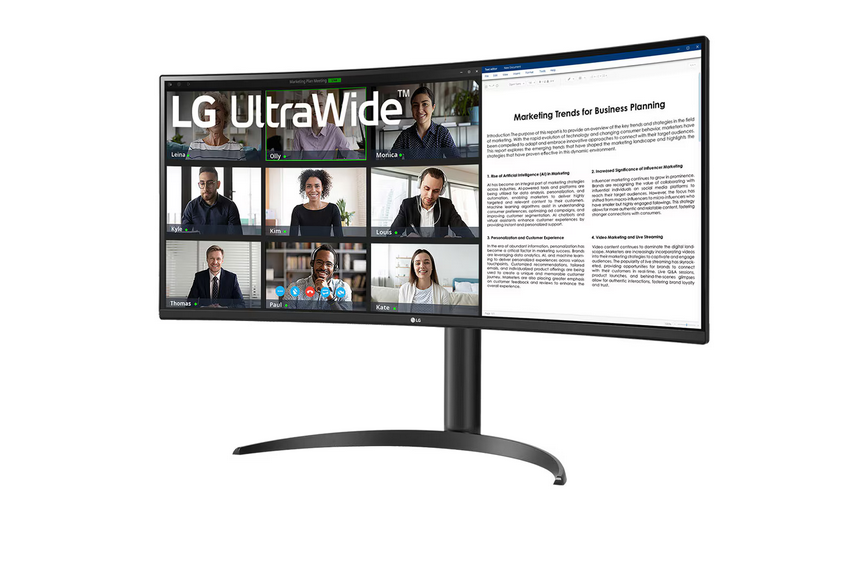 Monitor LG 34WR55QC, 34", UWQHD, 100Hz, 5ms, HDR10, HDMI, DP, ukrivljen
