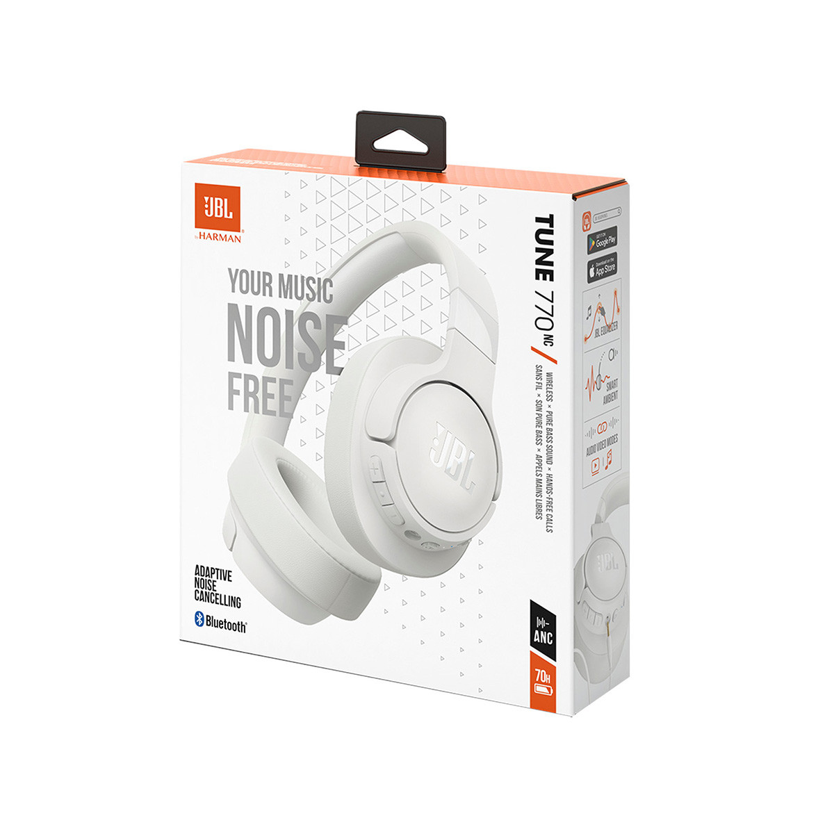 Bluetooth slušalke JBL Tune 770NC, naglavne, bele (JBLT770NCWHT)