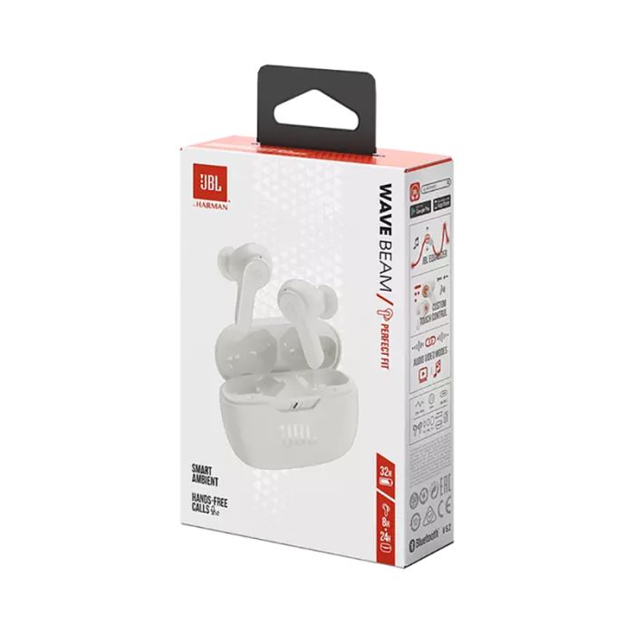 Bluetooth slušalke JBL Wave Beam, In-ear, bele (JBLWBEAMWHT)
