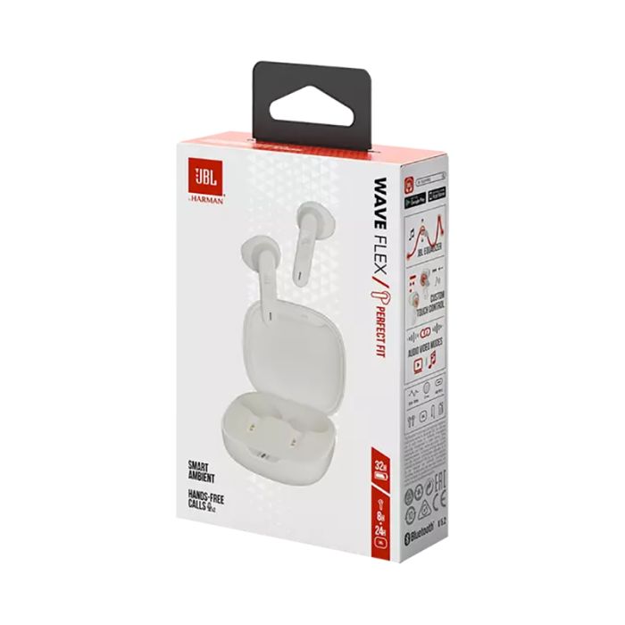 Bluetooth slušalke JBL Wave Flex, In-ear, bele (JBLWFLEXWHT)
