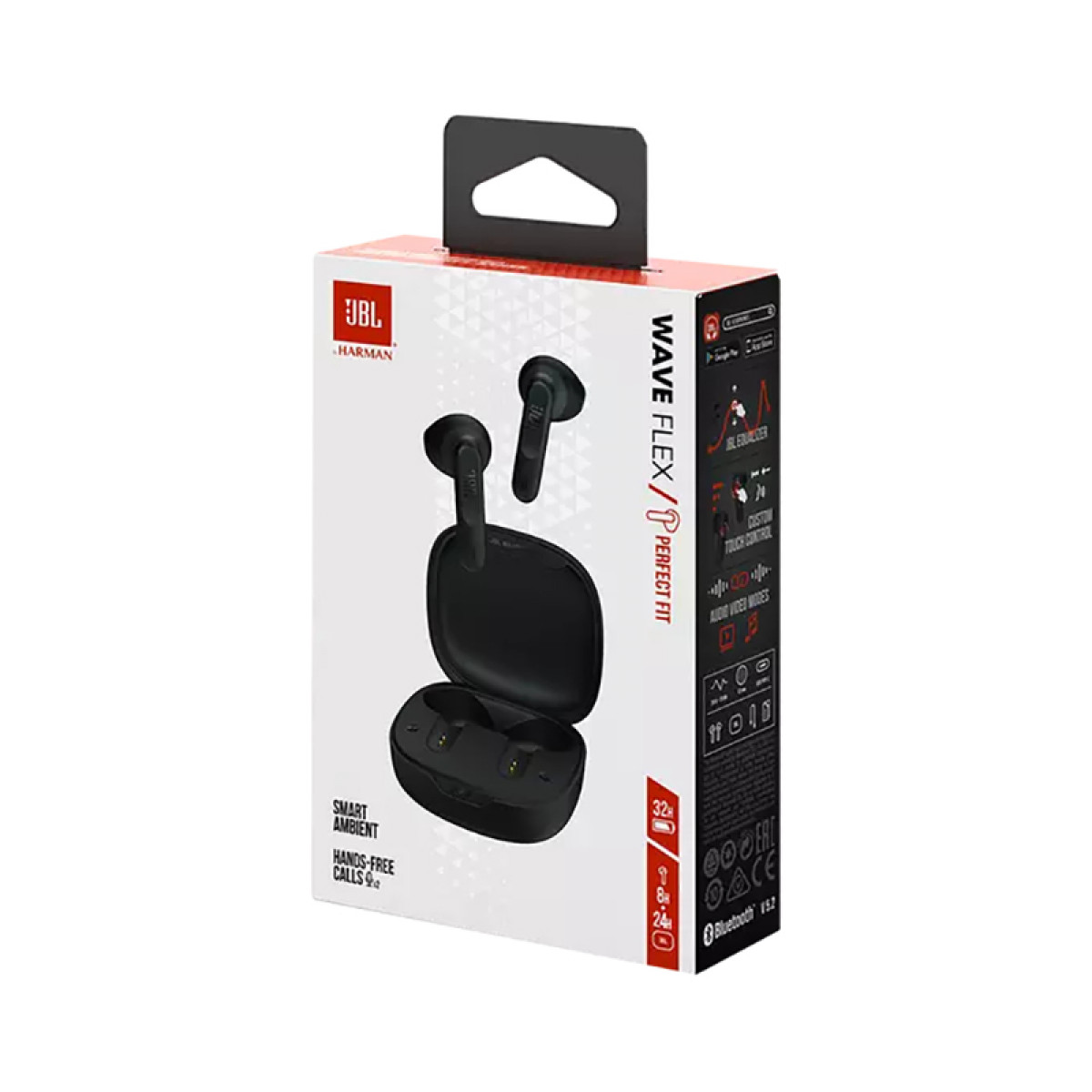 Bluetooth slušalke JBL Wave Flex, V ušesu, črne (JBLWFLEXBLK)