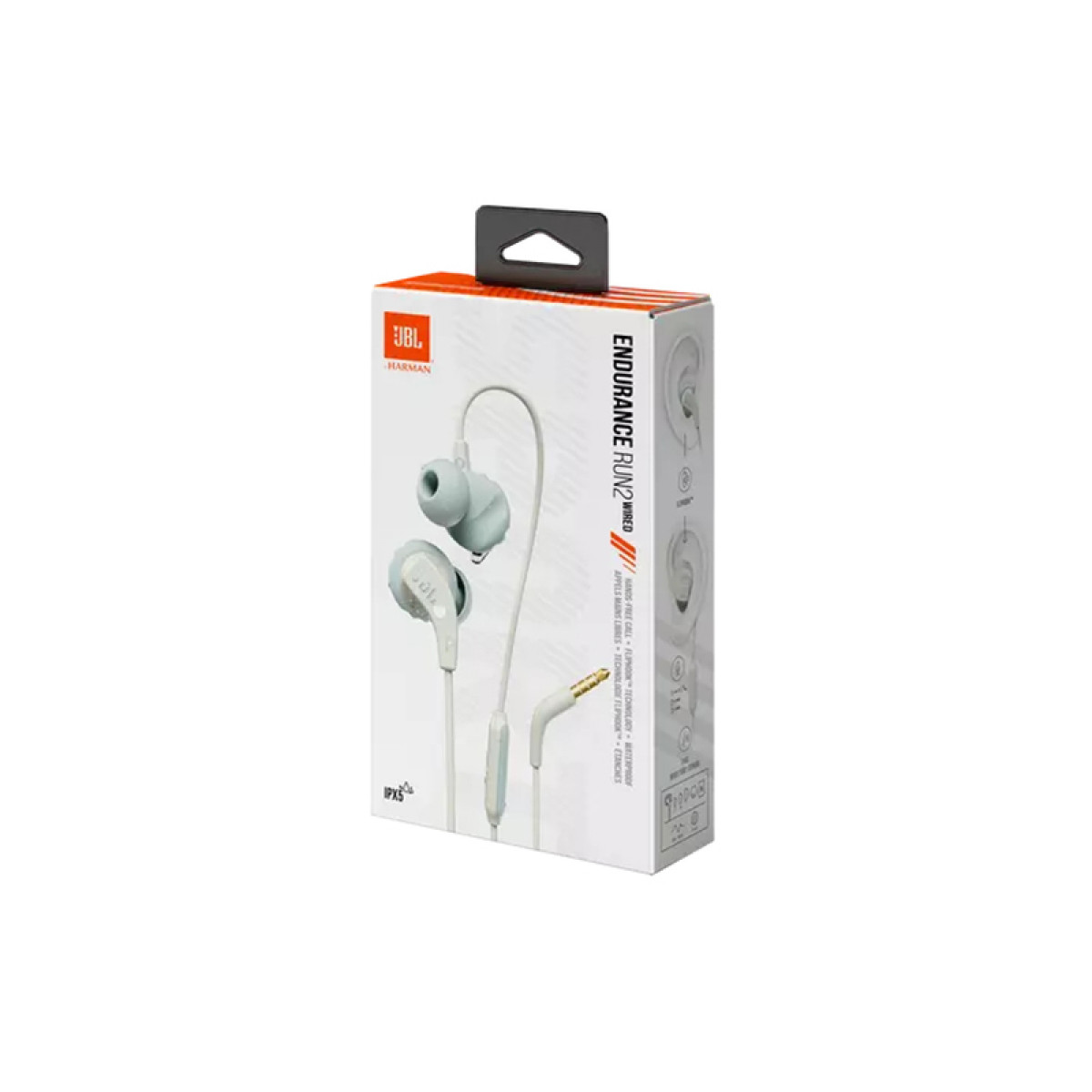 Slušalke JBL Endurance Run 2, In-ear, športne, bele (JBLENDURRUN2WHT)