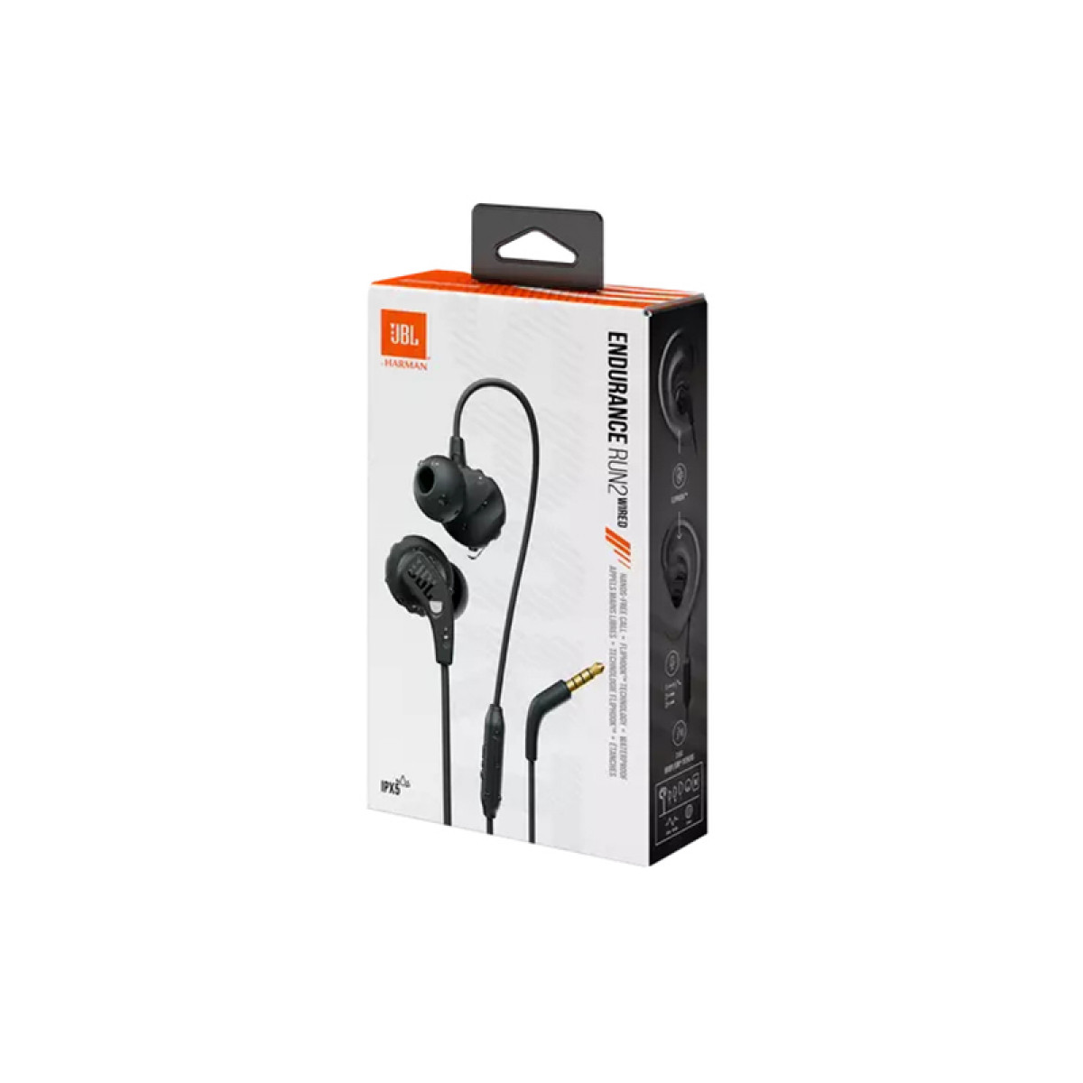 Slušalke JBL Endurance Run 2, In-ear, športne, črne (JBLENDURRUN2BLK)
