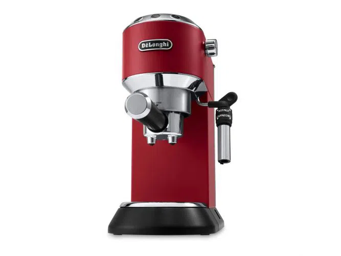 Kavni aparat DELONGHI Dedica EC685.R, 15 barov, espresso-pumpa, rdeča
