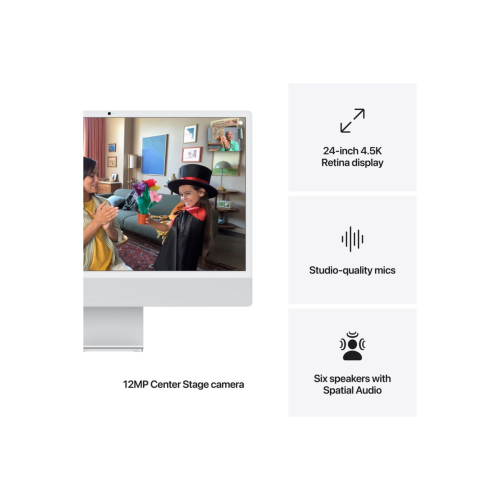 Namizni računalnik APPLE iMac 24" (2024) 4.5K M4 10C/10G 16GB/256GB, Srebrna, IT KB (MWUU3)