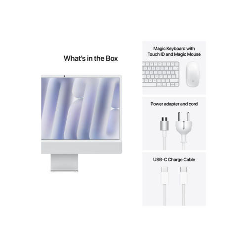 Namizni računalnik APPLE iMac 24" (2024) 4.5K M4 10C/10G 16GB/256GB, Srebrna, IT KB (MWUU3)