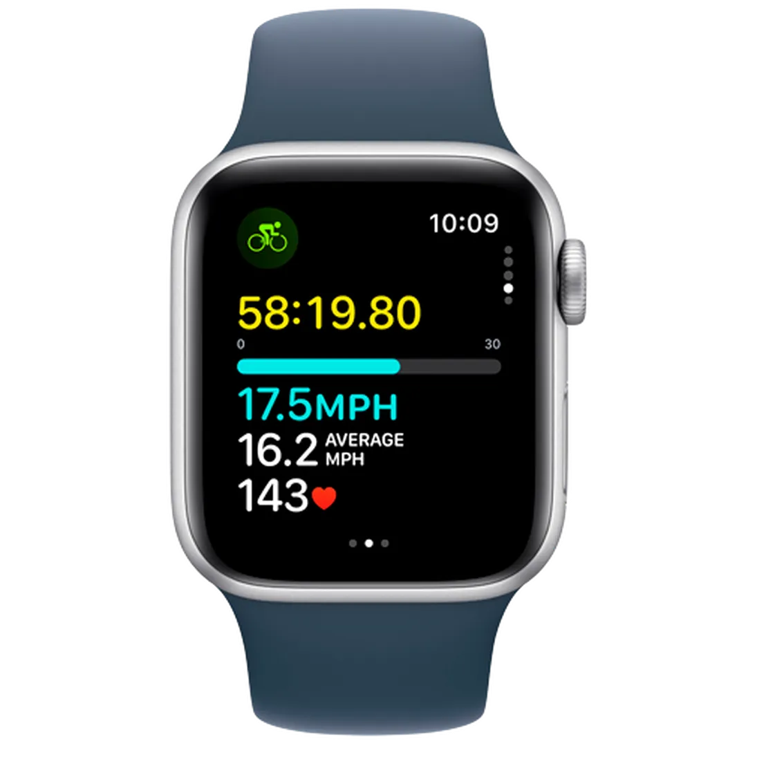 Pametni gled OS APPLE Watch SE 2023 40mm Srebrna, Modra Silikonska Traka M/L (MRE23QF/A)