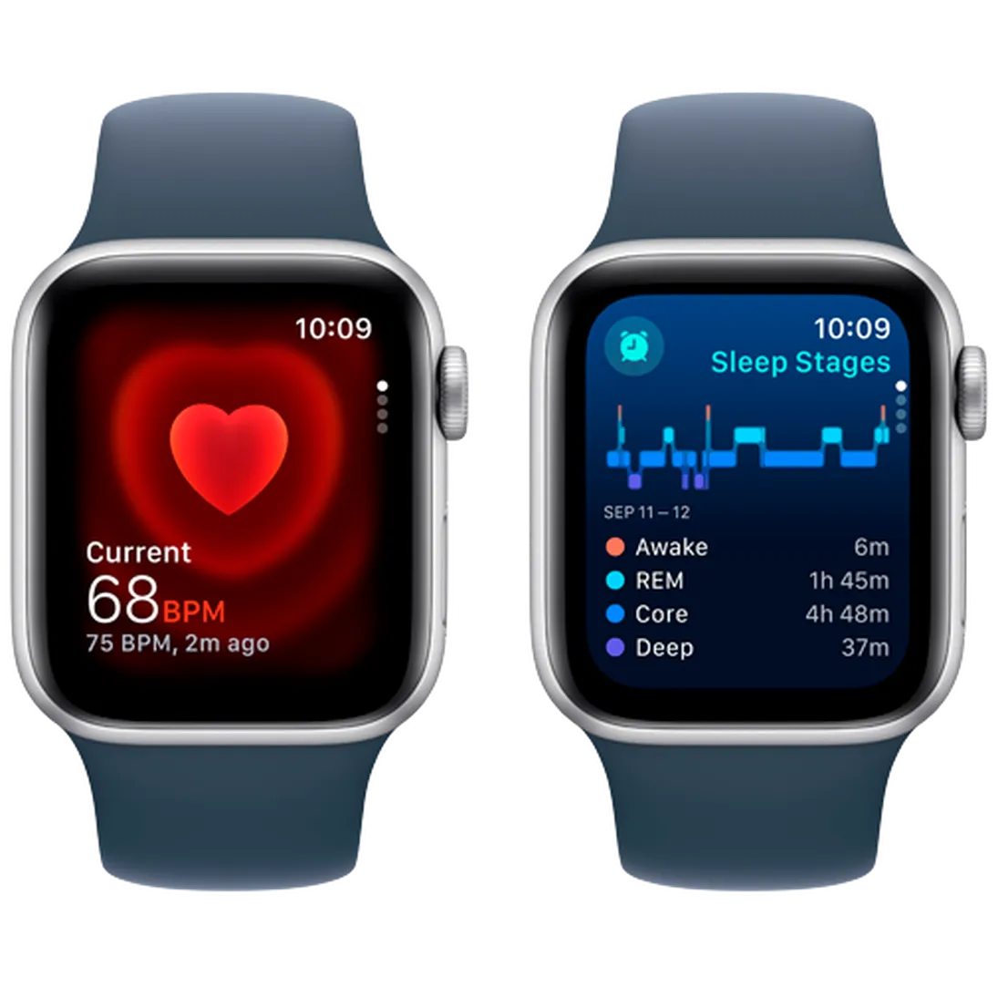 Pametni gled OS APPLE Watch SE 2023 40mm Srebrna, Modra Silikonska Traka M/L (MRE23QF/A)
