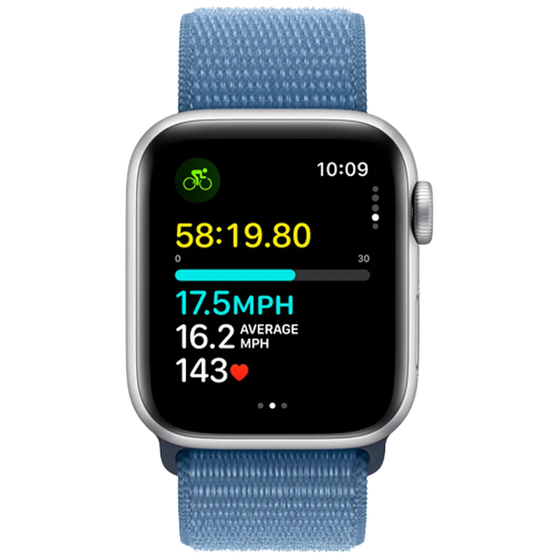 Pametni ure APPLE Watch SE 2023 40mm Srebrna, Modra najlonska zapestnica (MRE33QF/A)