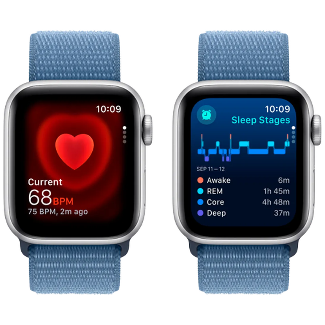 Pametni ure APPLE Watch SE 2023 40mm Srebrna, Modra najlonska zapestnica (MRE33QF/A)