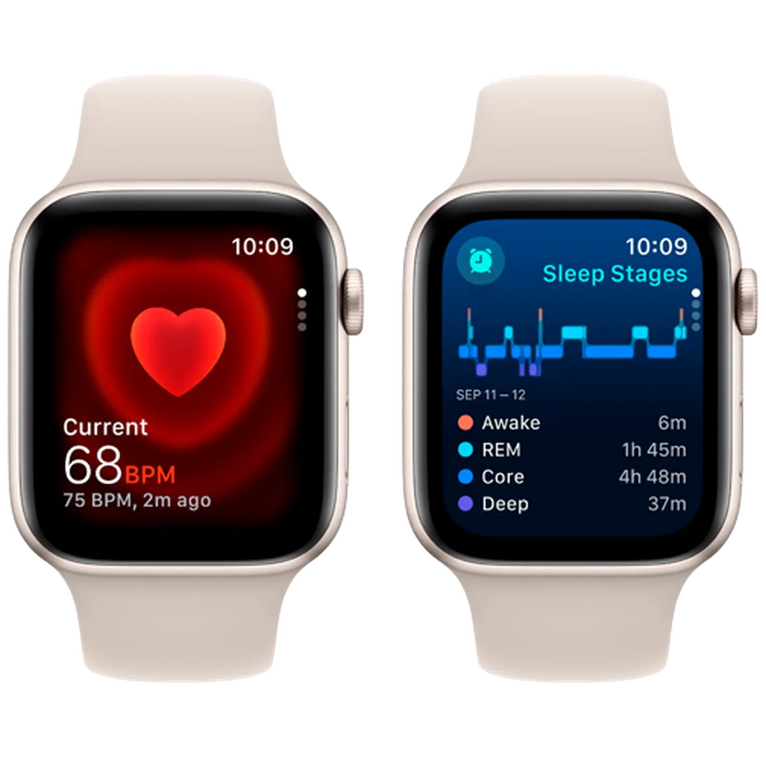 Pametna ura APPLE Watch SE 2023 44mm Zlata, Bež Silikonski Trak M/L (MRE53QF/A)