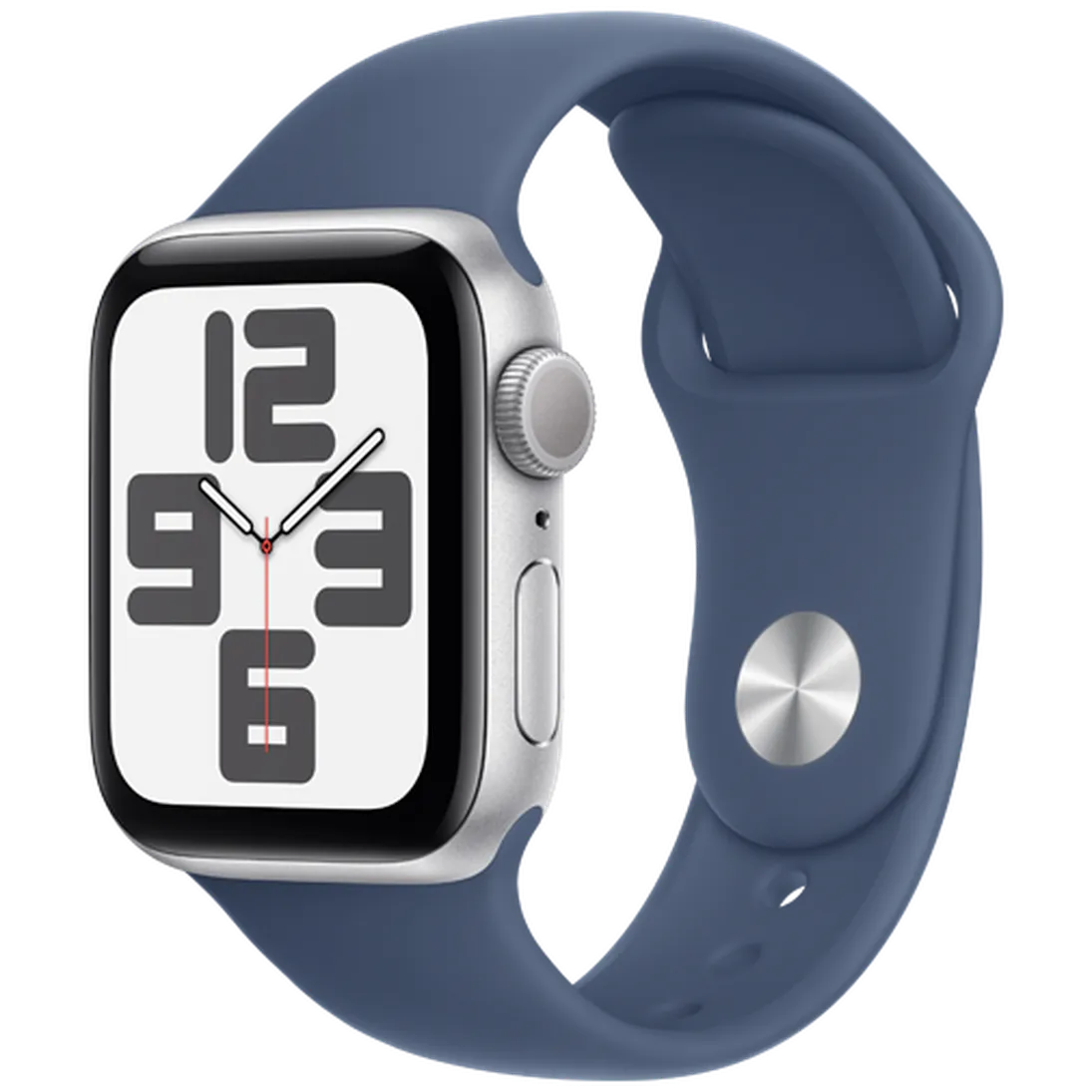 Pametni uri APPLE Watch SE 2024 40mm Srebrna, Modra silikonska zapestnica S/M (MXEC3QF/A)