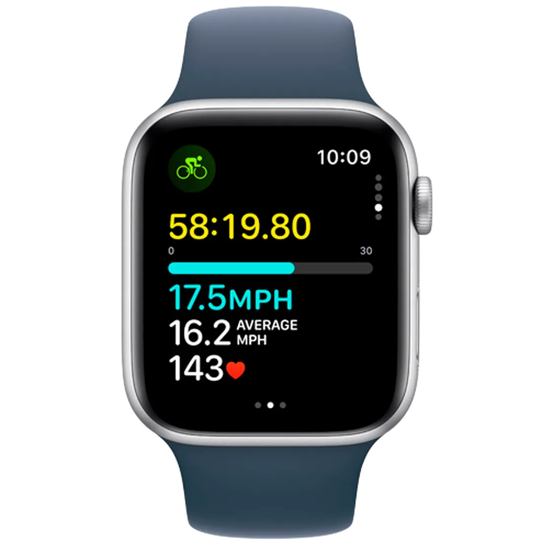 Pametni ura APPLE Watch SE 2023 44mm Srebro, Modra Silikonska Naramnica M/L (MREE3QF/A)