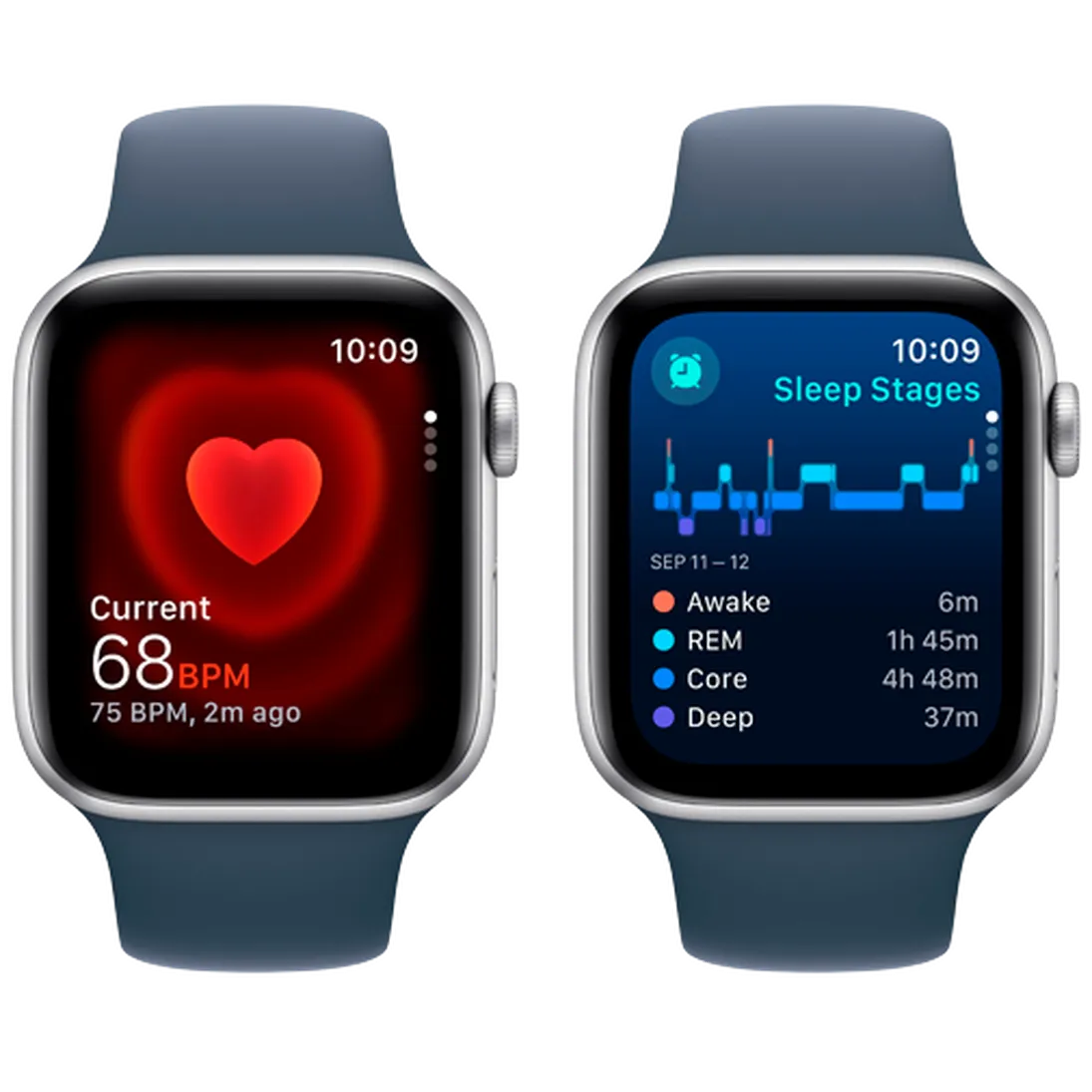 Pametni ura APPLE Watch SE 2023 44mm Srebro, Modra Silikonska Naramnica M/L (MREE3QF/A)