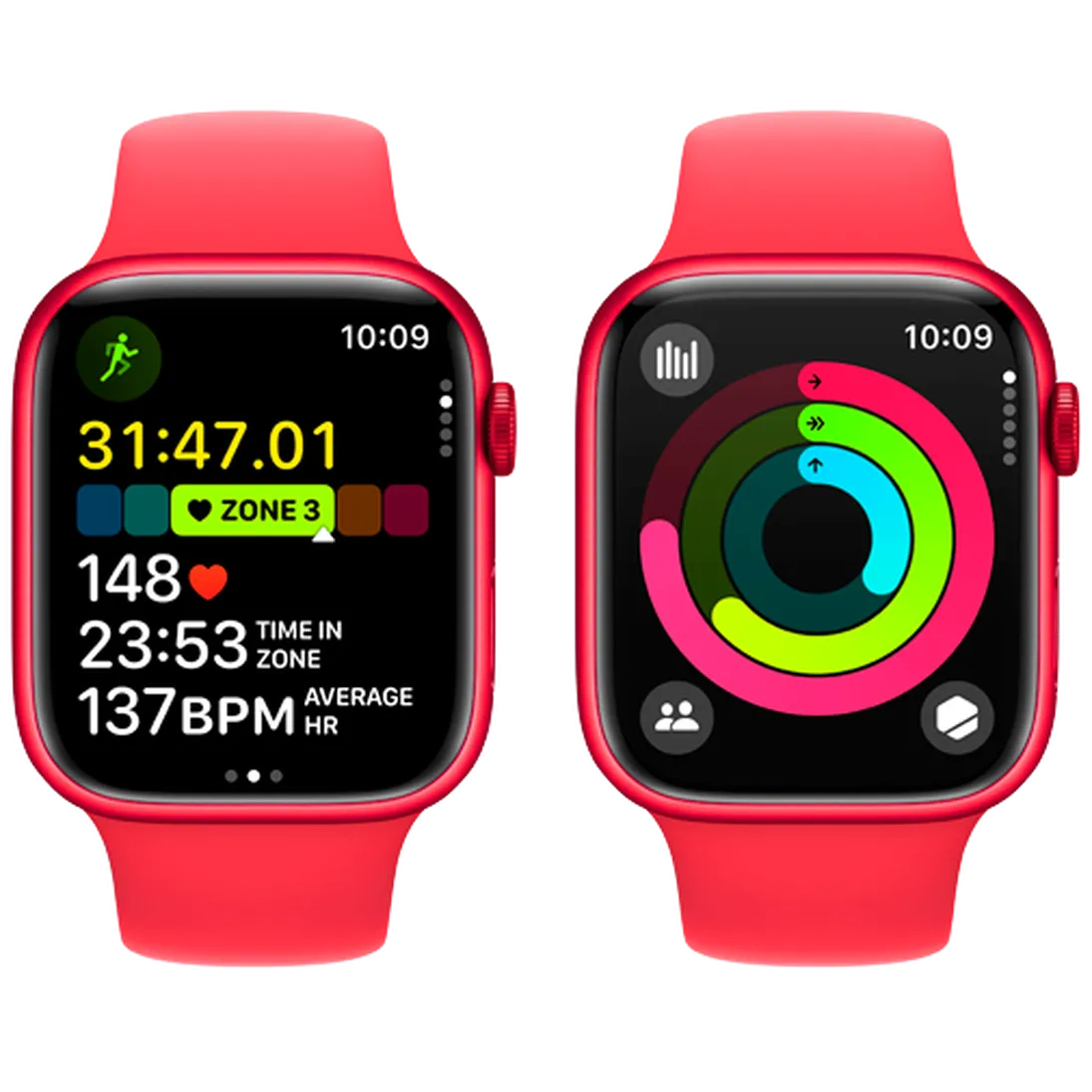 Pametni ura APPLE Watch S9 45mm Rdeča, Rdeč silikonski trak S/M (MRXJ3QF/A)