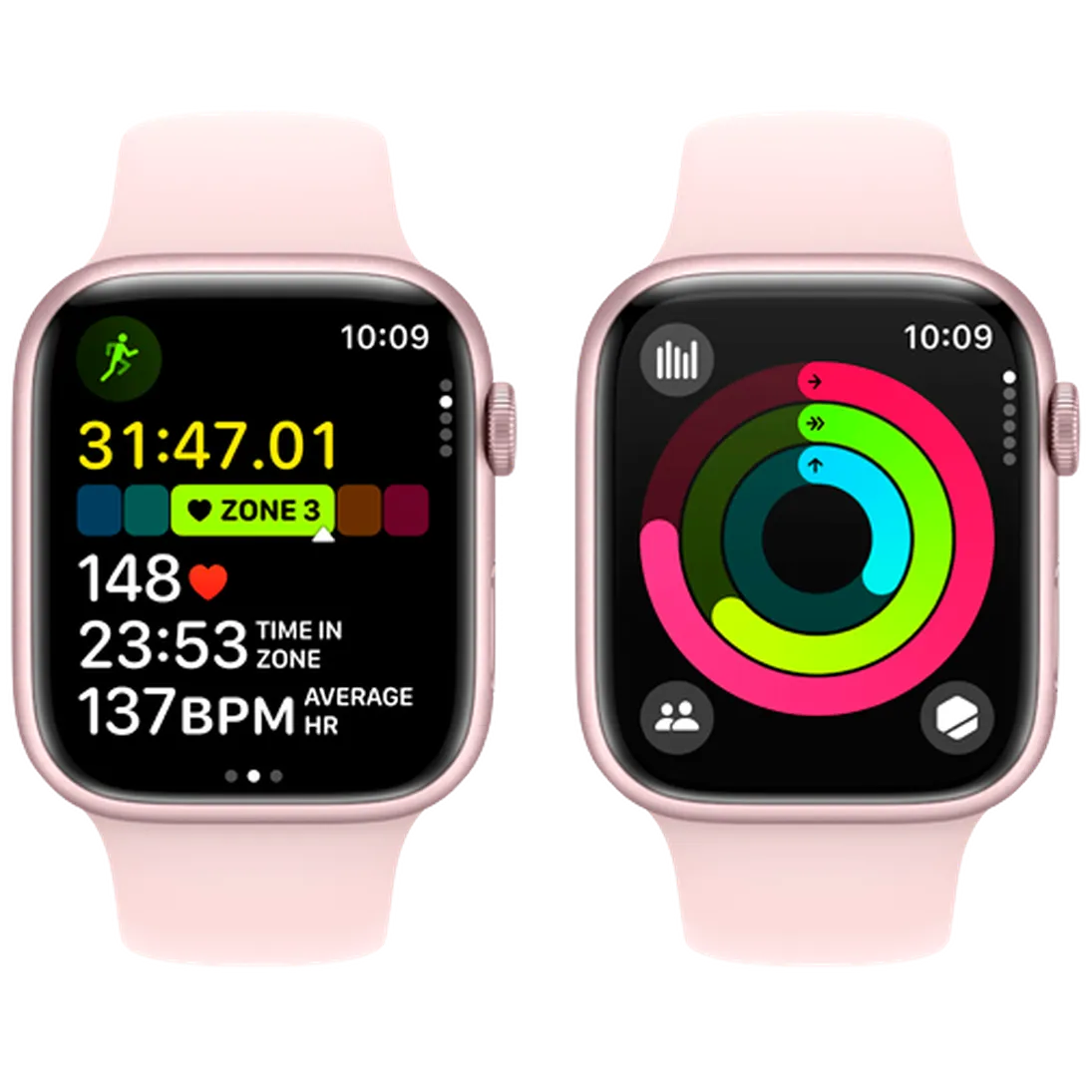 Pametni pametni ura APPLE Watch S9 45mm Roza, Roza Silikonski Trak M/L (MR9H3QF/A)