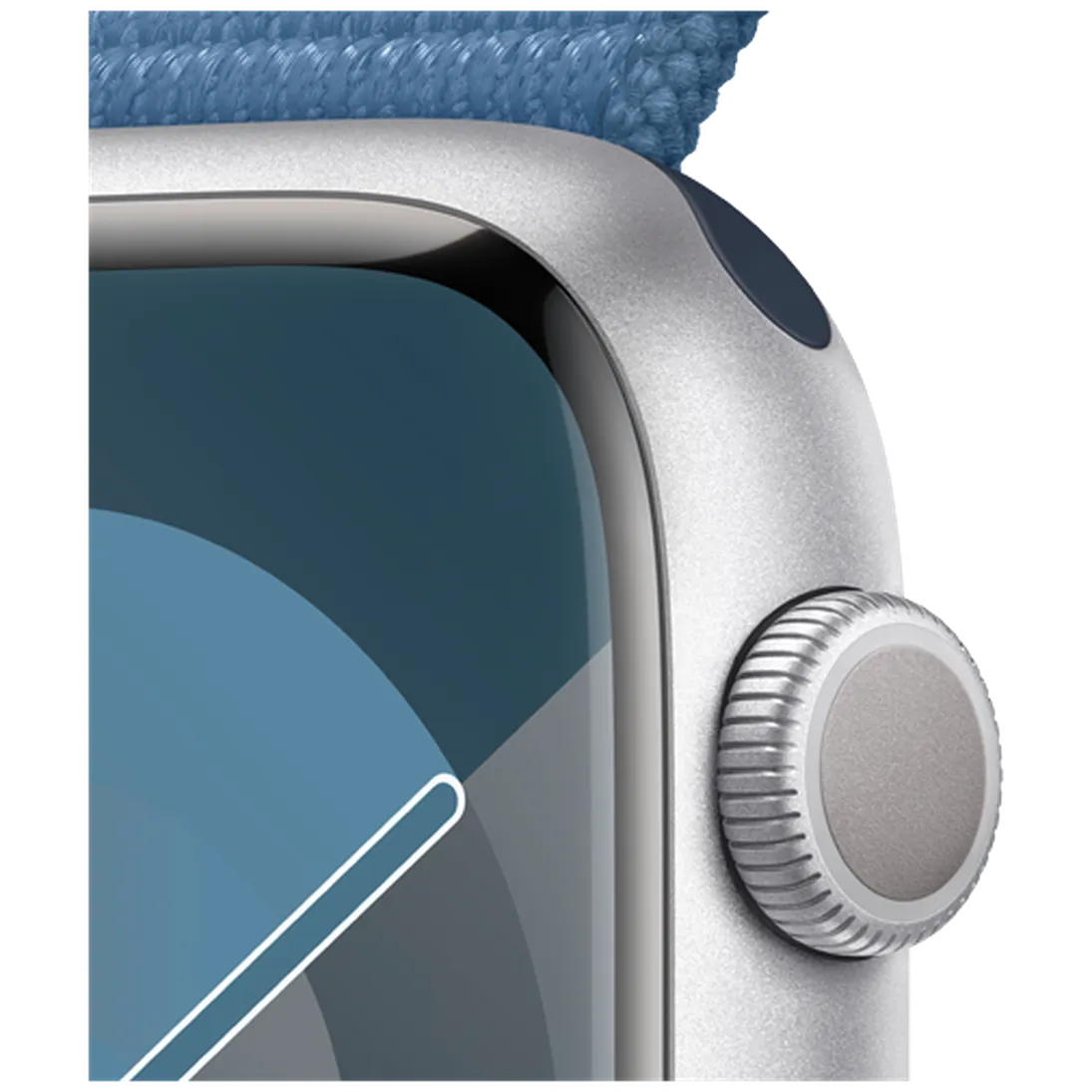 Pametni ura APPLE Watch S9 45mm Srebrna, Modra najlonska zapestnica (MR9F3QF/A)