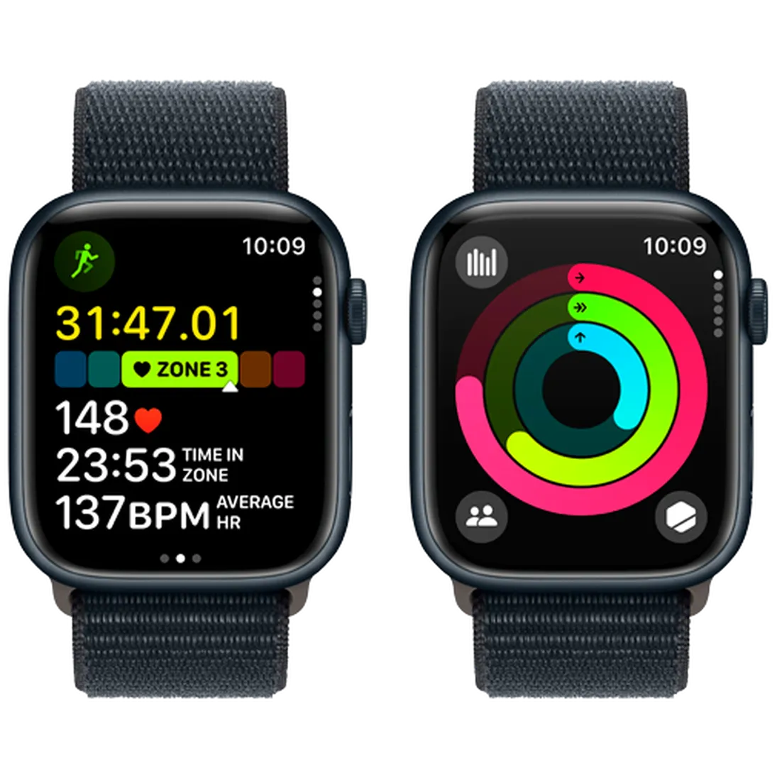 Pametni ura APPLE Watch S9 45mm Črno, Črni najlon trak (MR9C3QF/A)