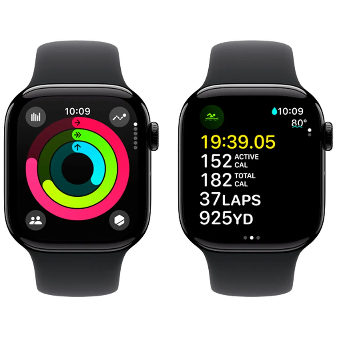 Pametni ura APPLE Watch S10 42mm Črna, Črn gumijast trak S/M (MWWE3QF/A)