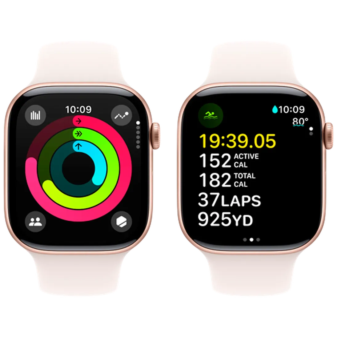 Pametni uro APPLE Watch S10 46mm Zlato, Rožnata Gumijasta Zaponka S/M (MWWT3QF/A)