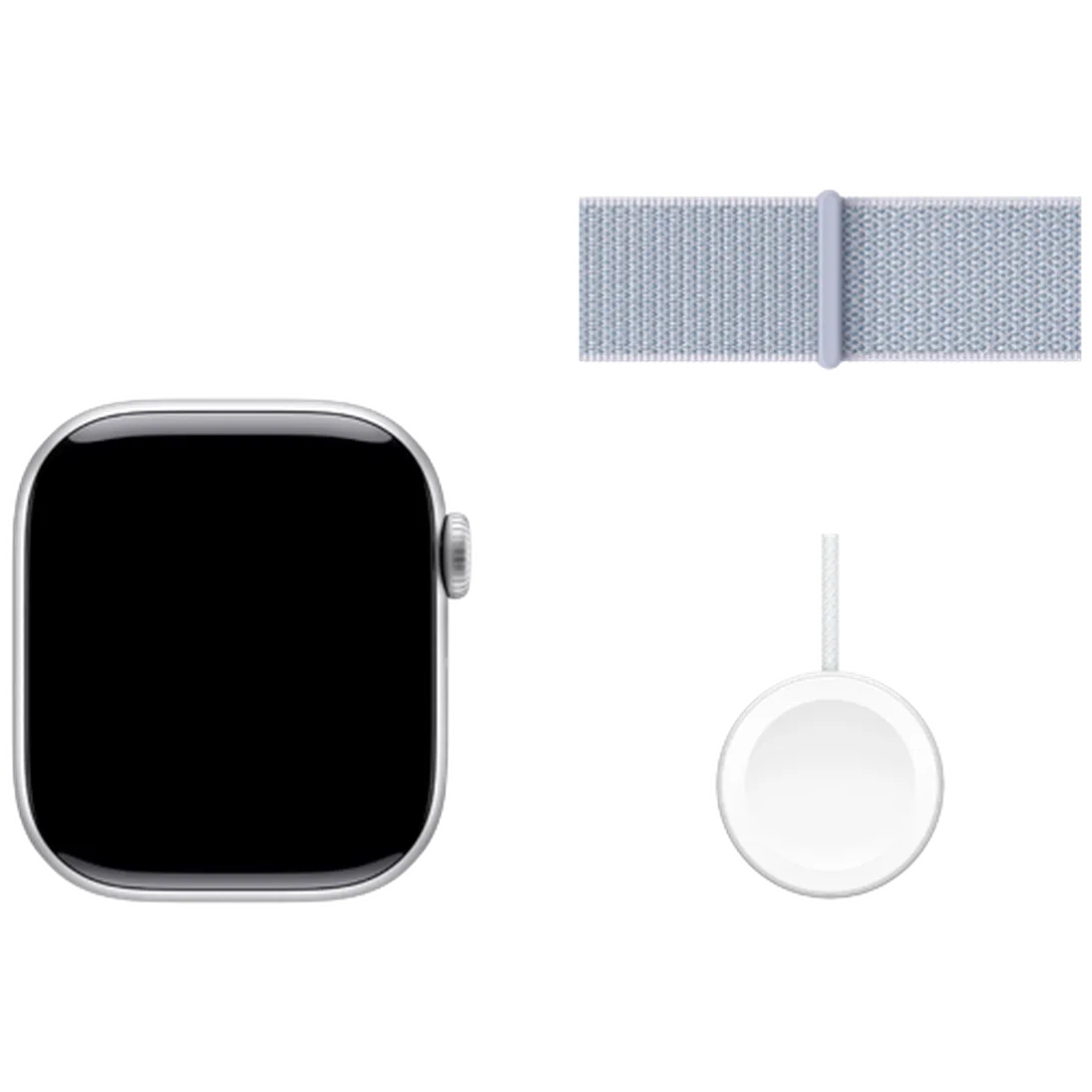 Pametni ure APPLE Watch S10 4G 42mm Srebrna, Svetlo Modra Nylon Trak (MWX53QF/A)