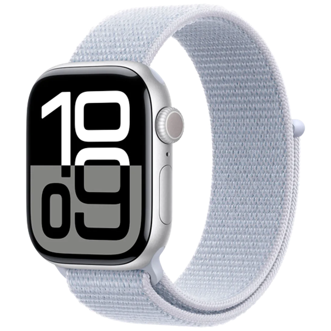 Pametni ure APPLE Watch S10 4G 42mm Srebrna, Svetlo Modra Nylon Trak (MWX53QF/A)