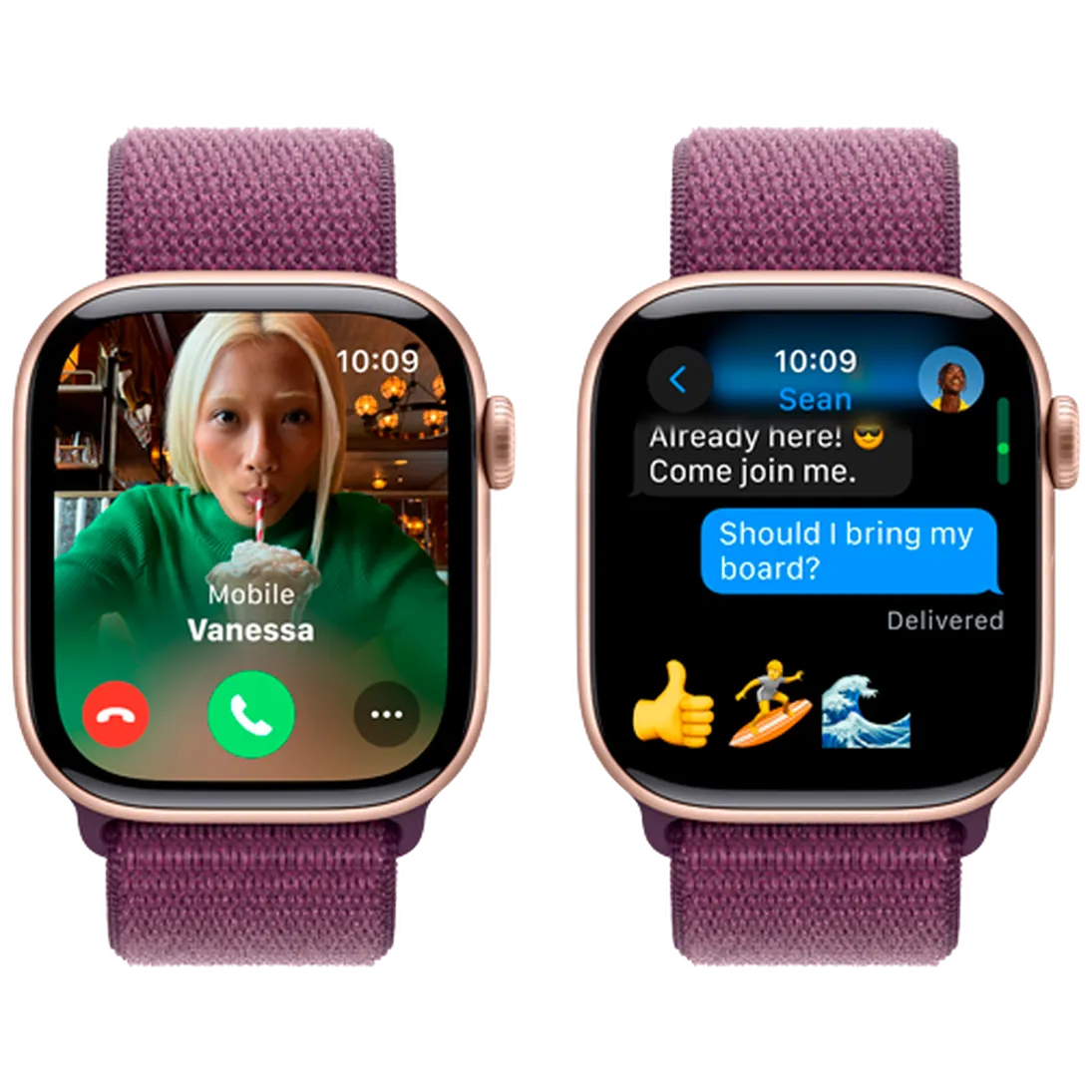 Pametni ura APPLE Watch S10 4G 42mm Zlato, Vijolična najlonska zapestnica (MWXC3QF/A)