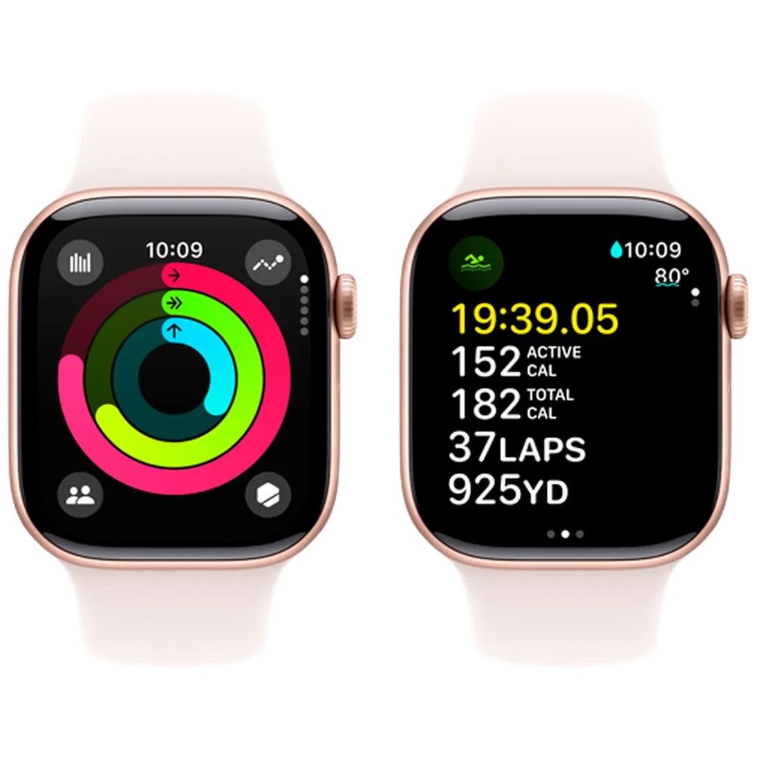 Pametni uro APPLE Watch S10 4G 42mm Zlato, Roza gumijasti trak M/L (MWXA3QF/A)