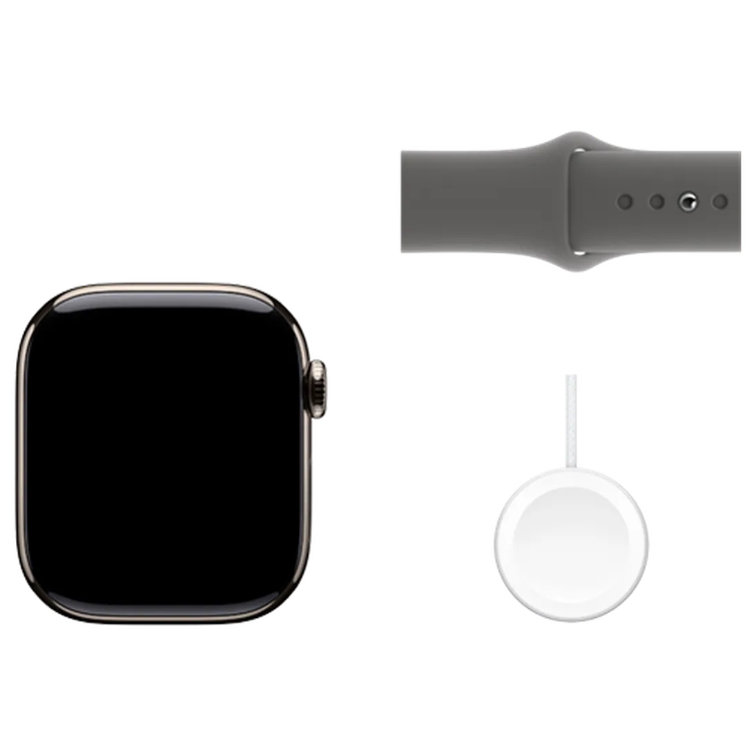 Pametni ura APPLE Watch S10 4G 42mm Naravni Titan, Sivi Gumijasti Trak S/M (MWXD3QF/A)