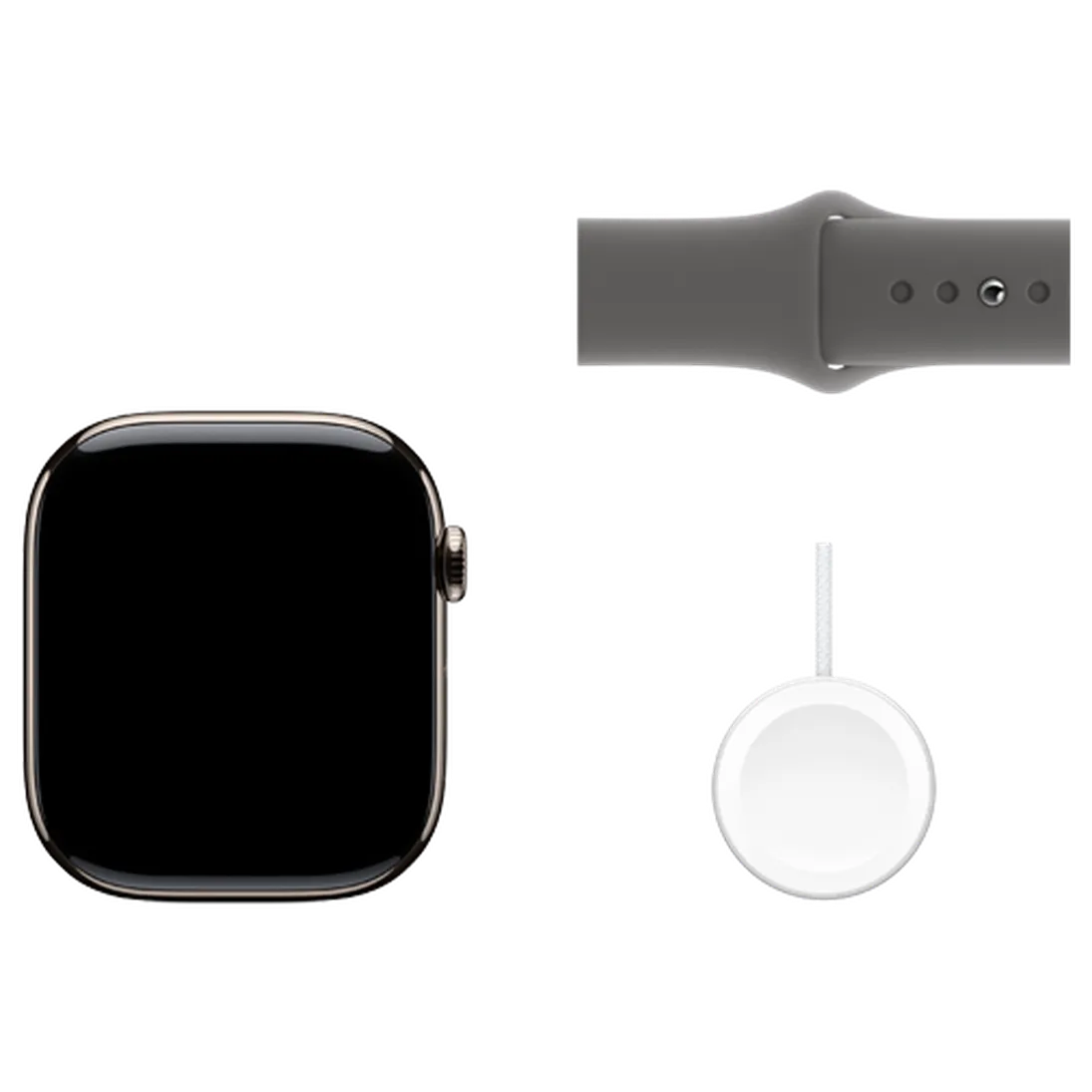 Pametni cepilnik APPLE Watch S10 4G 46mm Naravni titan, Siva gumijasta zapestnica M/L (MWYA3QF/A)