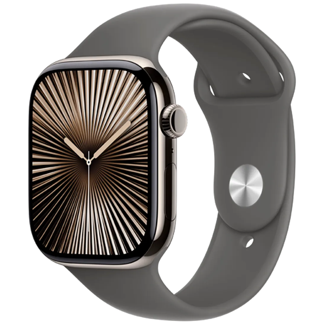 Pametni cepilnik APPLE Watch S10 4G 46mm Naravni titan, Siva gumijasta zapestnica M/L (MWYA3QF/A)