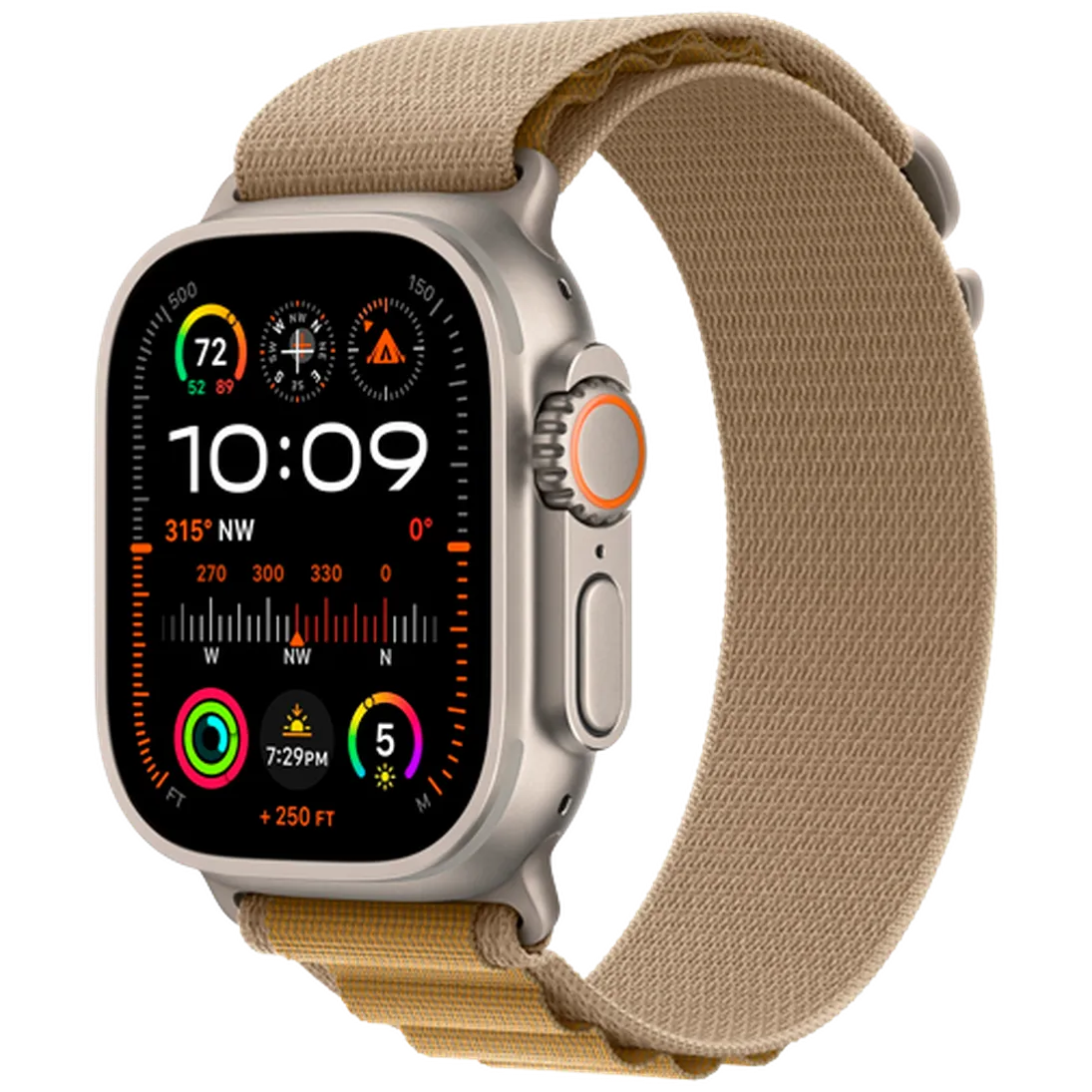 Pametni ure APPLE Watch Ultra 2 Titanium, Bež Najlon Trak L (MX4H3NF/A)