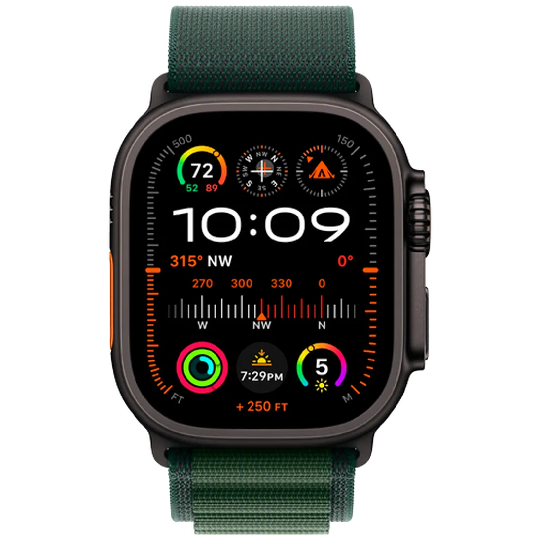 Pametni ura APPLE Watch Ultra 2 Črna, Temno Zelen Najlon Pas M (MX4R3NF/A)