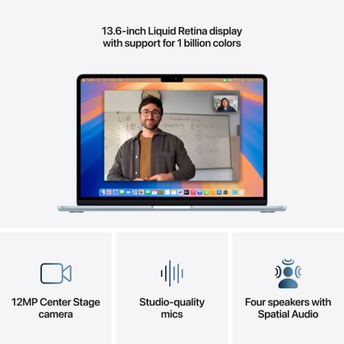 Laptop APPLE MacBook Air (2025) 13.6", M4, 10C/8G, 16/256GB, Sky Blue, IT KB (MC6T4)