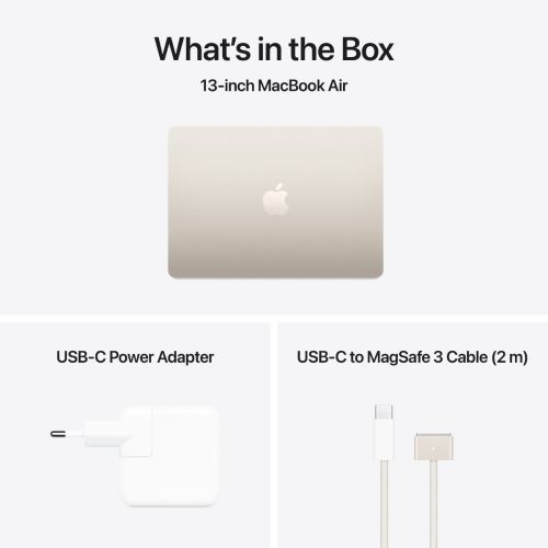 Prenosnik APPLE MacBook Air (2025) 13.6", M4, 10C/8G, 16/256GB, Starlight, IT KB (MW0Y3)