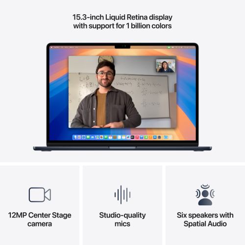 Laptop APPLE MacBook Air (2025) 15.3", M4, 10C/10G, 16/512GB, Midnight, IT KB (MW1M3)
