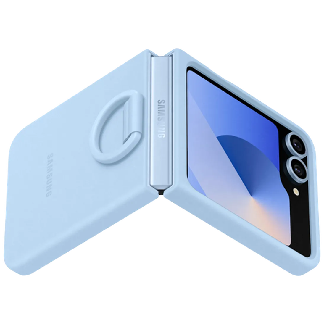 Maskica SAMSUNG Silikonska Zadnja Ohišja s Prstnom Zaponko Modra SAMSUNG Galaxy Z Flip 6 (EF-P