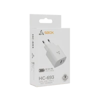 USB domači polnilec SBOX HC-693, 2 VSTOPA, 20W QC, bel