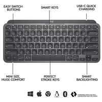 Tipkovnica LOGITECH MX Keys Mini, brezžična, siva (920-010498)
