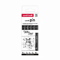Marker Uni pin set 0,1/0,2/0,7/BR/CS3 mm črni Tatoo Art 5/1