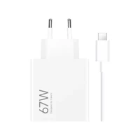 Domači polnilec XIAOMI 67W HyperCharge Combo, USB, s kablom, bel