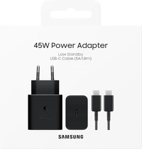 Domači polnilec SAMSUNG 45W, originalen, TYPE-C, s kablom, črn (EP-T4511XBEGEU)