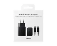 Domači polnilec SAMSUNG 45W, originalen, TYPE-C, s kablom, črn (EP-T4511XBEGEU)