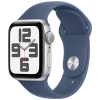 Pametni uri APPLE Watch SE 2024 40mm Srebrna, Modra silikonska zapestnica S/M (MXEC3QF/A)
