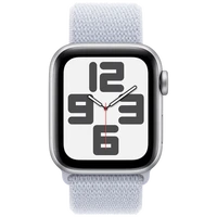 Pameten ura APPLE Watch SE 2024 40mm Srebrna, Svetlo Modra Najlonska Zaponka (MXEE3QF/A)