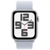 Pametni ura APPLE Watch SE 2024 44mm Srebrna, Svetlo modra najlon trak (MXET3QF/A)