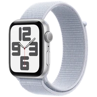 Pametni ura APPLE Watch SE 2024 44mm Srebrna, Svetlo modra najlon trak (MXET3QF/A)