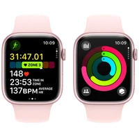 Pametni pametni ura APPLE Watch S9 45mm Roza, Roza Silikonski Trak M/L (MR9H3QF/A)