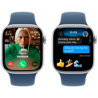 Pametni ura APPLE Watch S10 42mm Srebrna, Modra gumijasta zapestnica S/M (MWWA3QF/A)