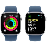 Pametni ura APPLE Watch S10 42mm Srebrna, Modra gumijasta zapestnica S/M (MWWA3QF/A)